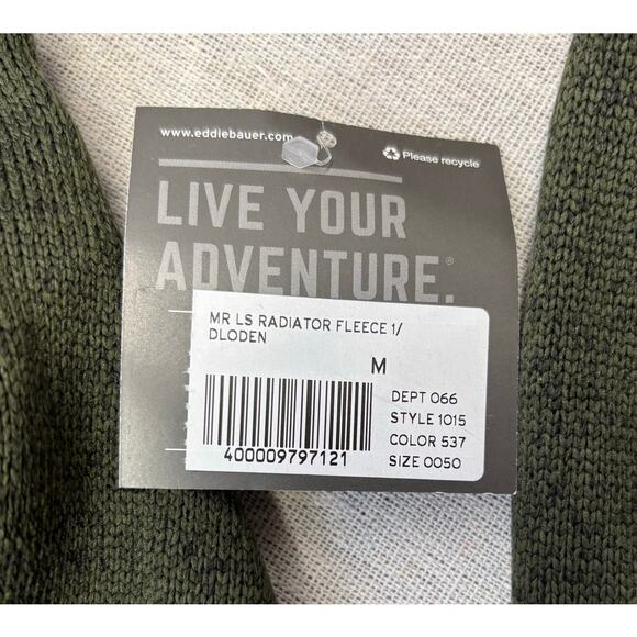 NWT Eddie Bauer Men's Medium quarter-zip Radiator fleece Basil Olive green - Picture 7 of 8
